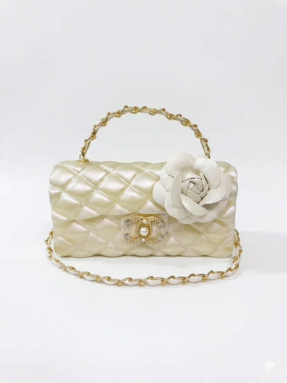 The White Leather Camelia Couture