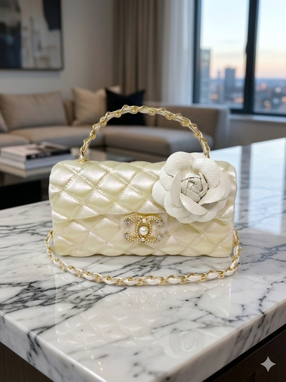 The White Leather Camelia Couture