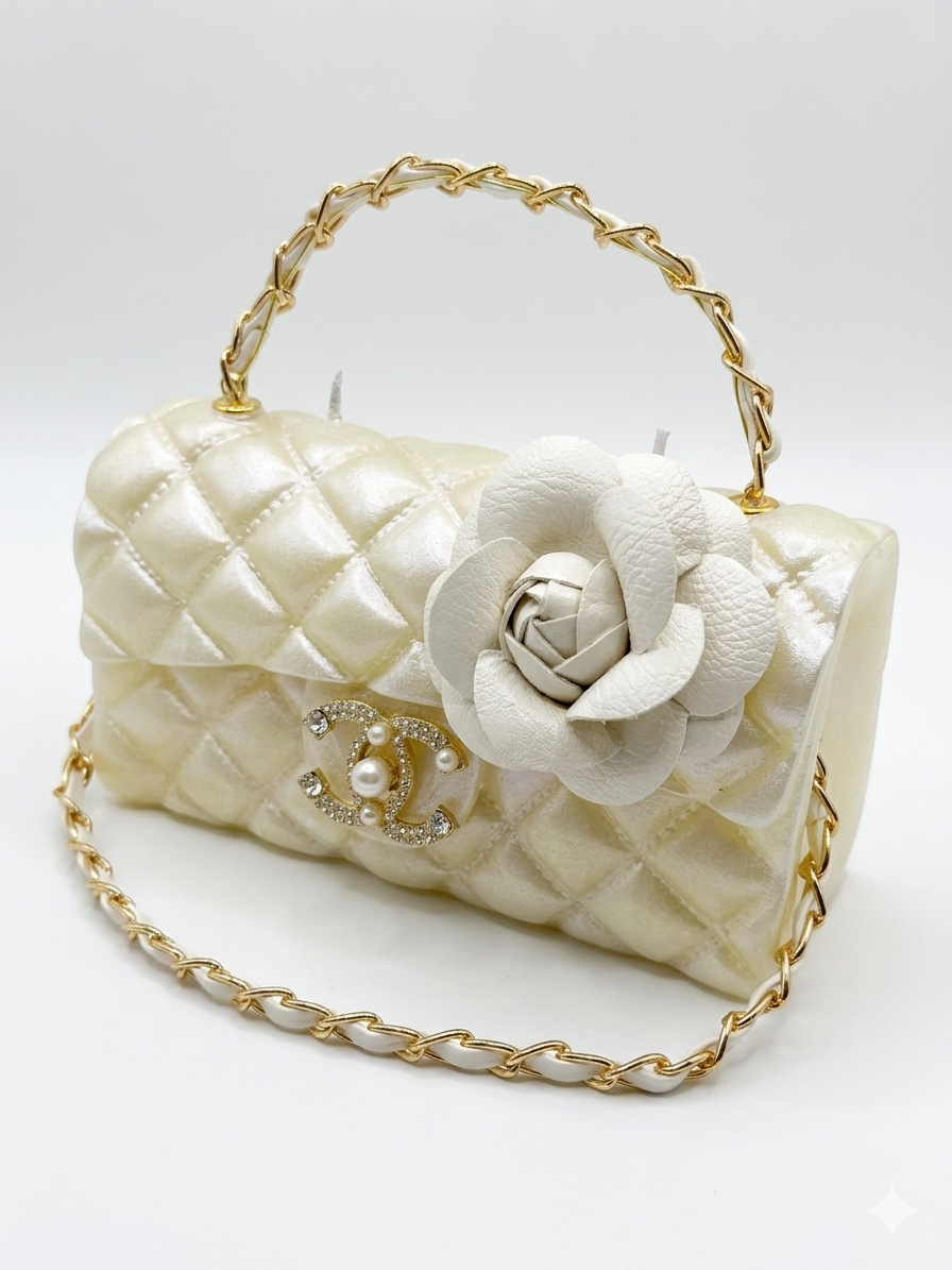 The White Leather Camelia Couture