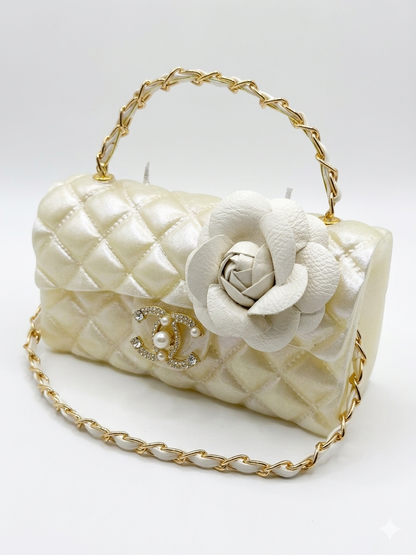 The White Leather Camelia Couture